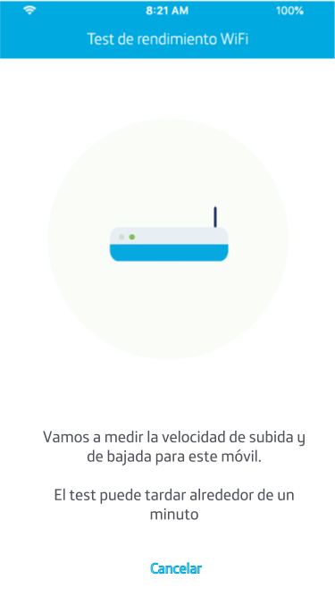 The diagnostic test running on a phone: the wait is broken into named stages that announce what is being measured, so the person can see progress instead of an unexplained spinner.